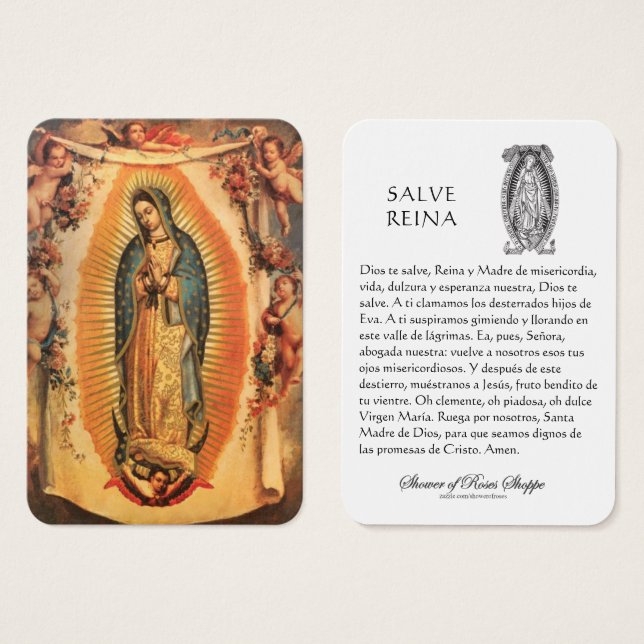 Virgin Mary Salve Reina Spanska Prayer Heliga Card Visitkort (Framsida & baksida)
