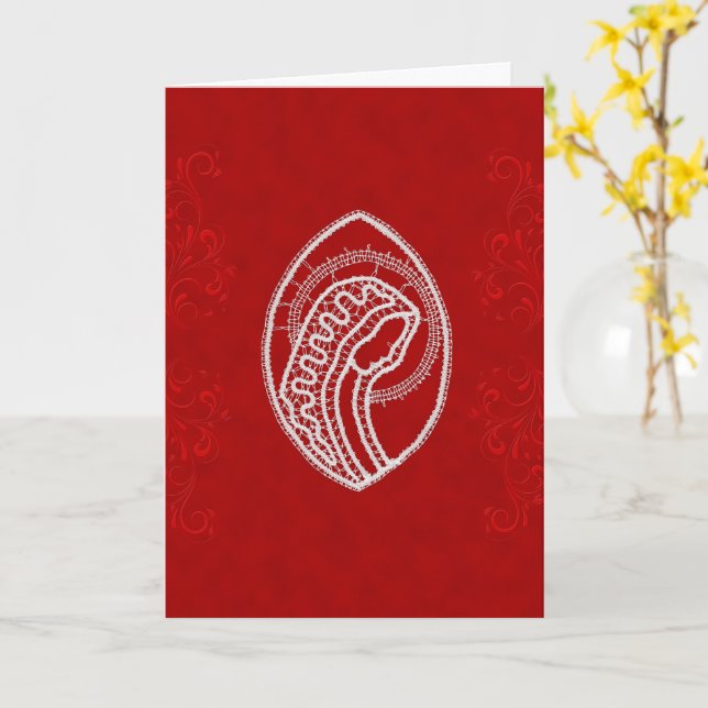 Virgin Mary Snöre on Velvet med embossed Ornament Kort (Gul blomma)