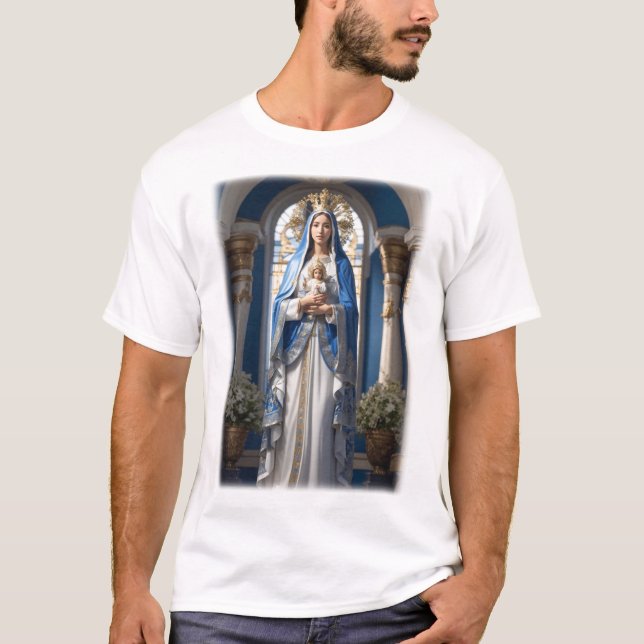 Virgin Mary som håller Baby Jesus T Shirt (Framsida)