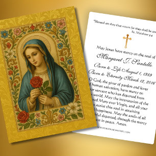 Virgin Mary som håller ro begravningsminnesbön Visitkort