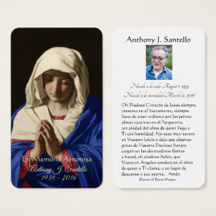 Virgin Mary Spain Funeral Memorial Heliga Card - Visitkort
