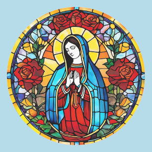 Virgin Mary Stached Glass Window Catholie Saint Runt Klistermärke