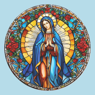 Virgin Mary Stached Glass Window Catholie Saint Runt Klistermärke