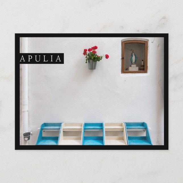 Virgin Mary street altar i Apulia kant vykort (Framsida)