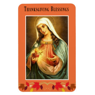Virgin Mary Thanksgiving Blessings Höst löv Magnet