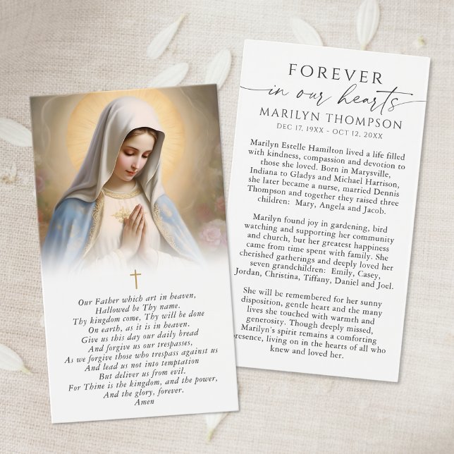 Virgin Mary The Lord's Prayer Funeral Prayer Card Visitkort (Skapare uppladdad)