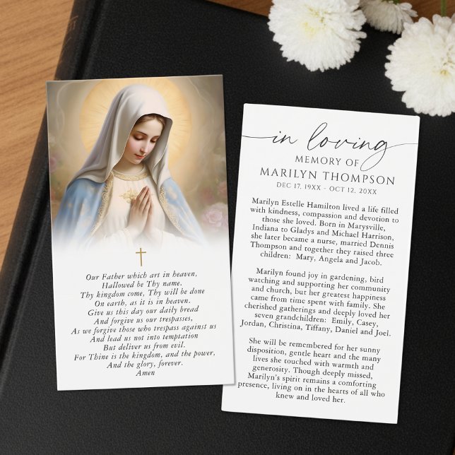 Virgin Mary The Lord's Prayer Memorial Prayer Card Visitkort (Skapare uppladdad)