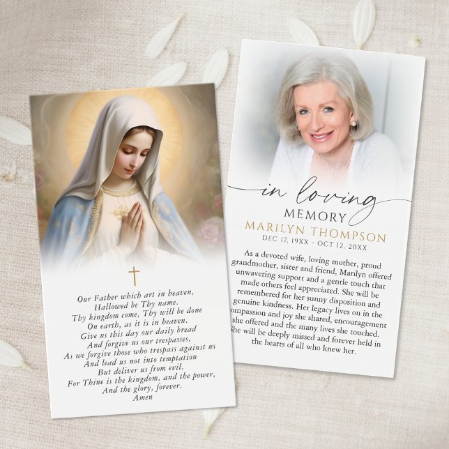 Virgin Mary The Lord's Prayer Sympathy Card Visitkort (Skapare uppladdad)