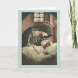 Virgin Mary tröttnar barn i sängen GET WELL Kort