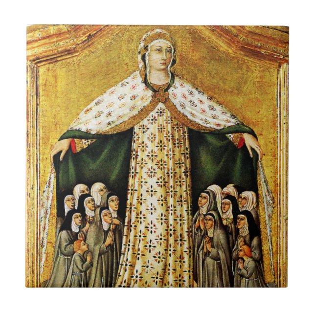Virgin Mary under hennes Mantle Ceramic Tile Kakelplatta (Framsidan)