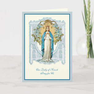 Virgin Mary Vår Dam av Knock Religiösa Blommigt Kort