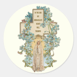 Virgin Mary Vår Dam i Fatima Religiösa Blommigt Runt Klistermärke