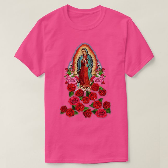 Virgin Mary Vår Dam i Guadalupe-katolska Saint T Shirt (Design framsida)