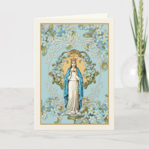 Virgin Mary Vår Dam i Knock Religiösa Blommigt Car Kort