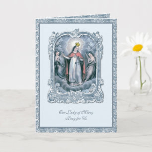 Virgin Mary Vintage CatholBlue Änglar Kort