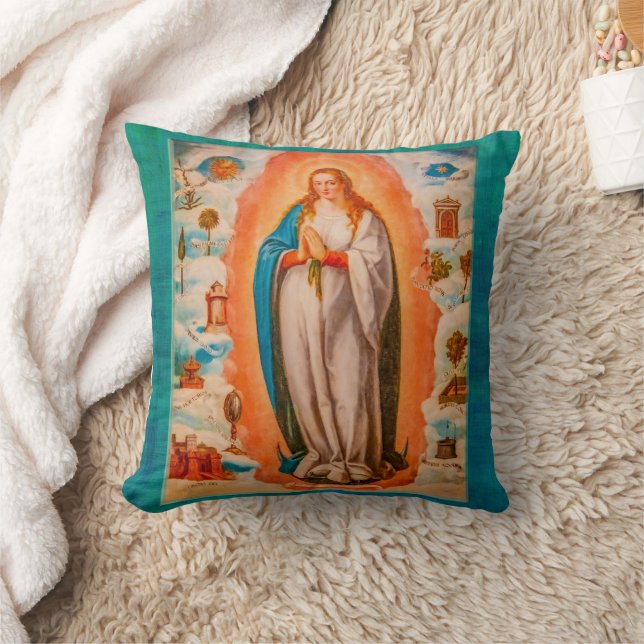 Virgin Mary Vintage Kudde (Filt)