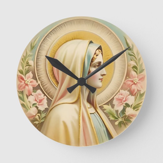Virgin Mary Wall Clock Rund Klocka (Framsida)
