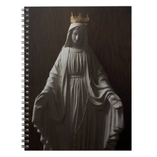 Virgin Mary Wearing a Guld Krona Spiral Anteckningsbok