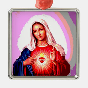 Virgin Marys omakulerade hjärta Julgransprydnad Metall