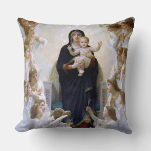 Virgin med Änglar av William Bouguereau Kudde