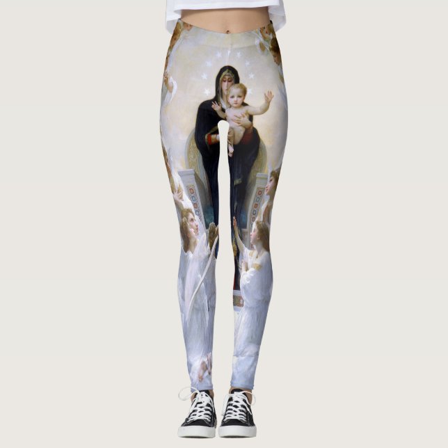 Virgin med Änglar av William Bouguereau Leggings (Framsida)