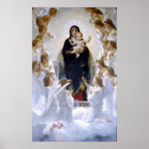 Virgin med Änglar av William Bouguereau Poster