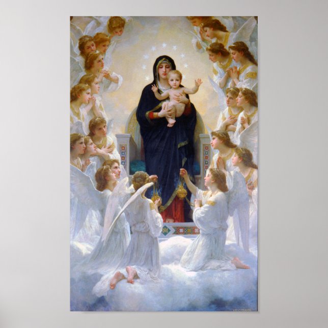 Virgin med Änglar, Bouguereau Poster (Framsidan)