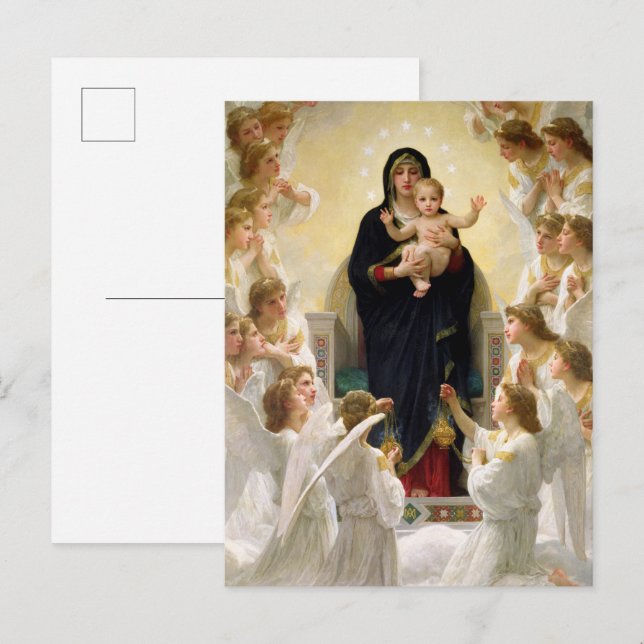 Virgin med Änglar - William-Adolphe Bouguereau Inbjudan Vykort (Fram/baksida)
