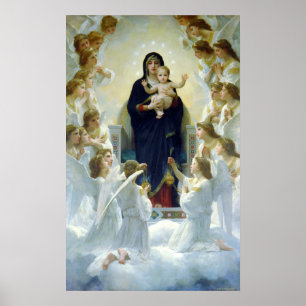 Virgin med Änglar, William Bouguereau Poster