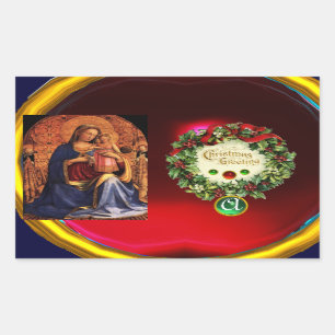 VIRGIN MED BARN SAINTS MONOGRAM Grönt Emerald Rektangulärt Klistermärke