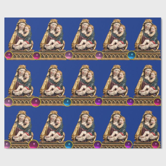 VIRGIN MED BARNS blå jul Presentpapper (Platt)