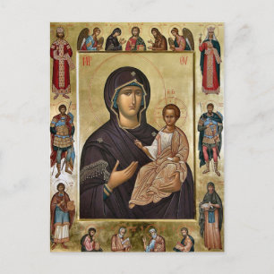 Virgin med saints Orthodox Christian Icon Vykort