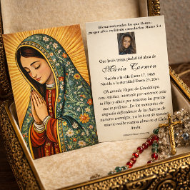 Virgin Mexico Guadalupe Spanish Funeral Prayer Visitkort