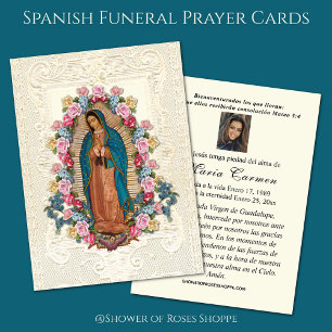 Virgin Mexico Guadalupe Spanska begravningsbönen Visitkort