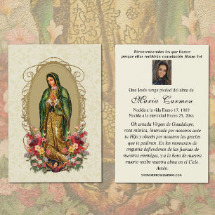 Virgin Mexico Guadalupe Spanska begravningsbönen Visitkort