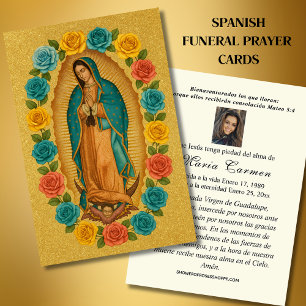 Virgin Mexico Guadalupe Spanska begravningsbönen Visitkort