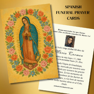 Virgin Mexico Guadalupe Spanska begravningsbönen Visitkort
