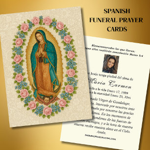 Virgin Mexico Guadalupe Spanska begravningsbönen Visitkort
