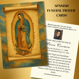 Virgin Mexico Guadalupe Spanska begravningsbönen Visitkort