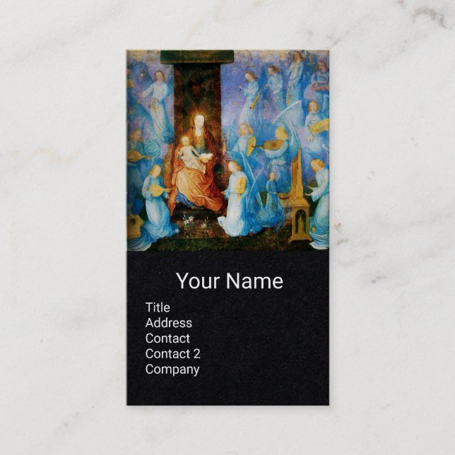 VIRGIN OCH BARN, BLÅ MUSISK ÄNGLAR Svart Papper Visitkort (Framsida)