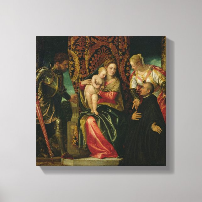 Virgin och barn med Benedicine munk Canvastryck (Framsida)