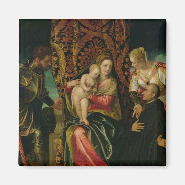 Virgin och barn med Benedicine munk Magnet (Framsidan)