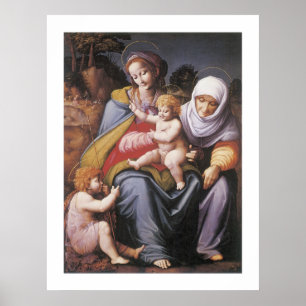 Virgin och barn med Saint Elizabeth Poster