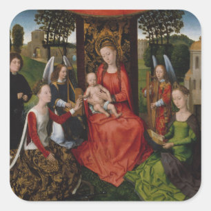Virgin och barn med saints Catherine från Alexand Fyrkantigt Klistermärke