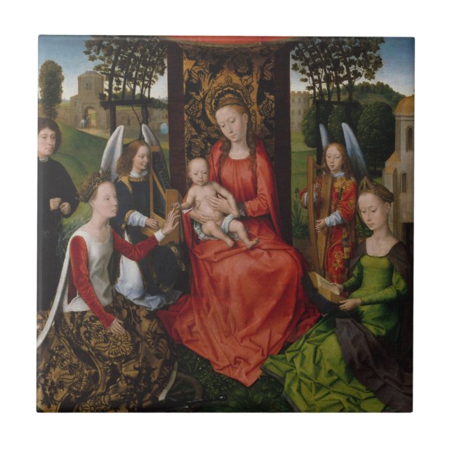 Virgin och barn med saints Catherine från Alexandr Kakelplatta (Framsidan)