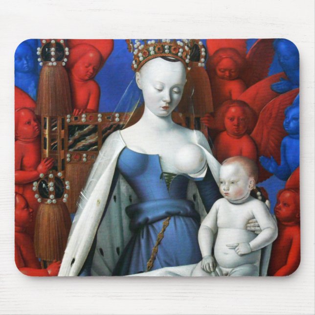 Virgin och barn omgivet av Änglar - Fouquet Musmatta (Framsidan)