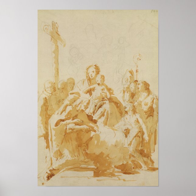 Virgin och barn som adopteras av biskopar, Munk oc Poster (Framsidan)