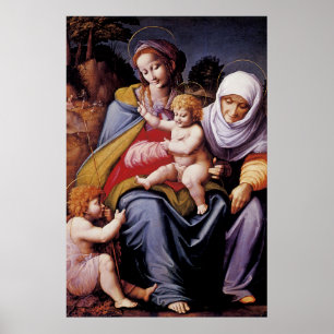 Virgin och Barnet med Saint Elizabeth Poster