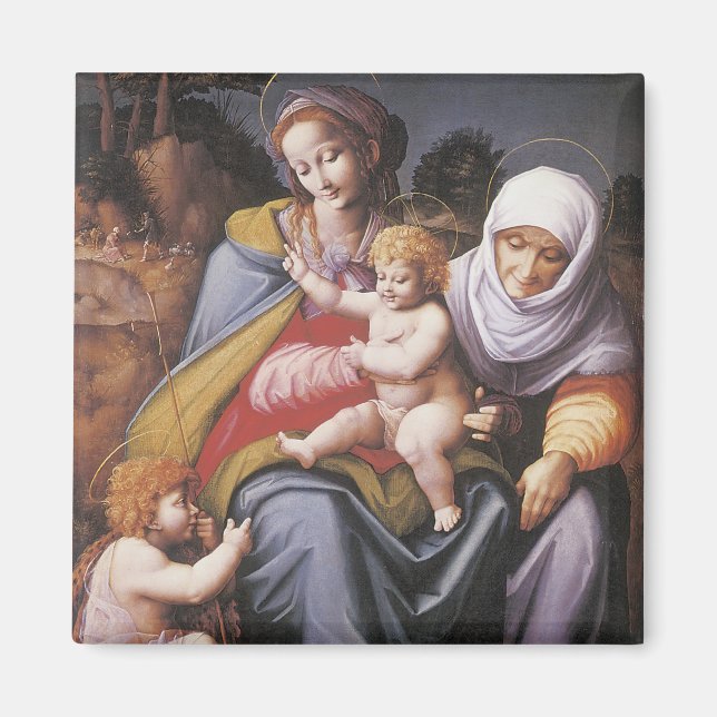 Virgin och Barnet med St Elizabeth Magnet (Framsidan)