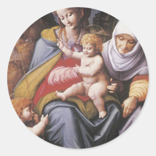 Virgin och Barnet med St Elizabeth Runt Klistermärke